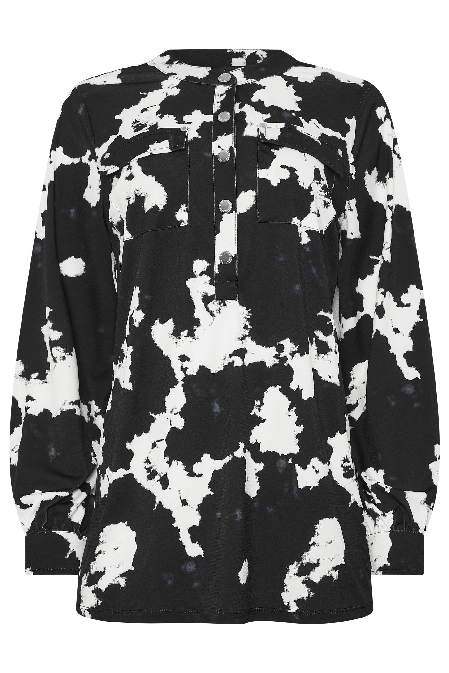 STAR Black Abstract Print Military Button Shirt | StarByJM 7