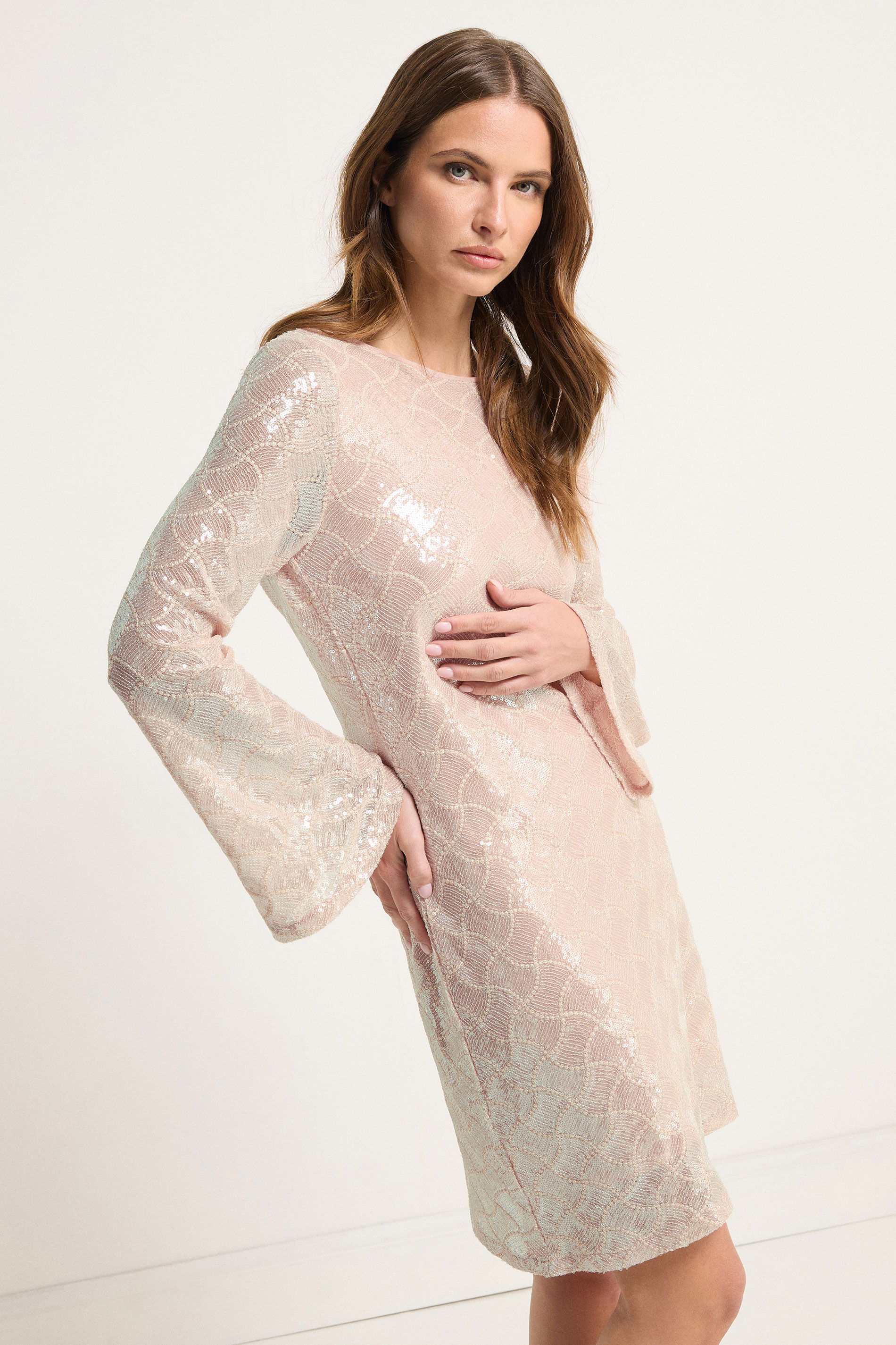 STAR Light Pink Sequin Cowl Back Mini Dress | StarByJM 4