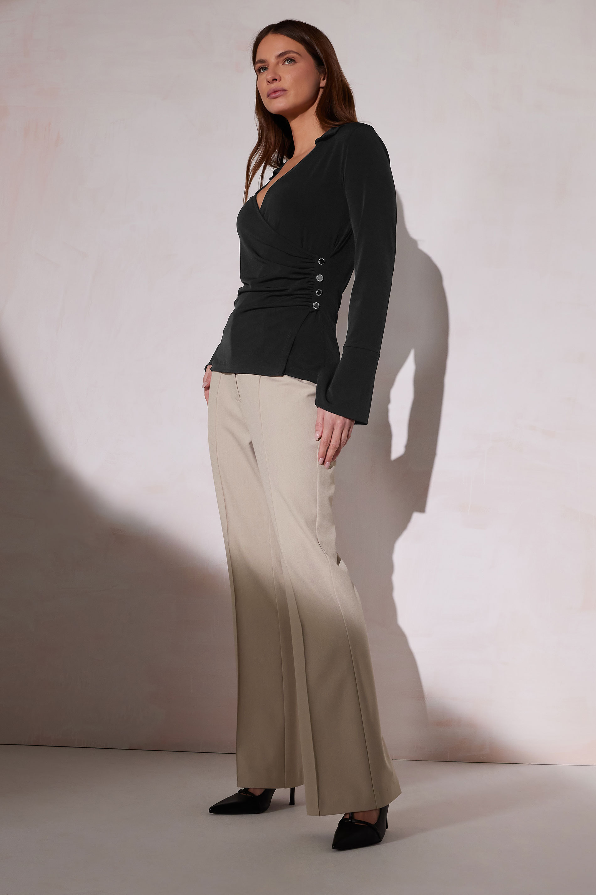 STAR Black Button Detail Wrap Top | StarByJM 2