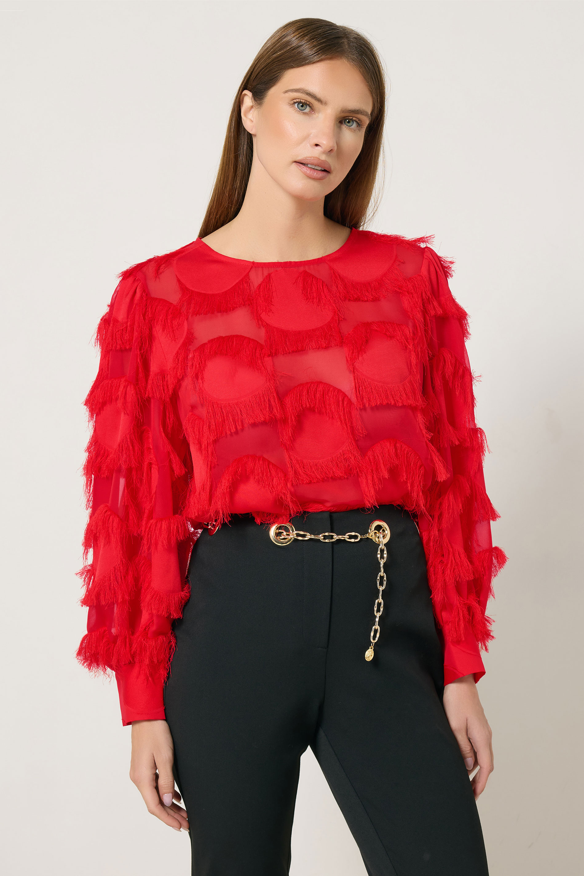 STAR Red Jacquard Spot Blouse | StarByJM 1