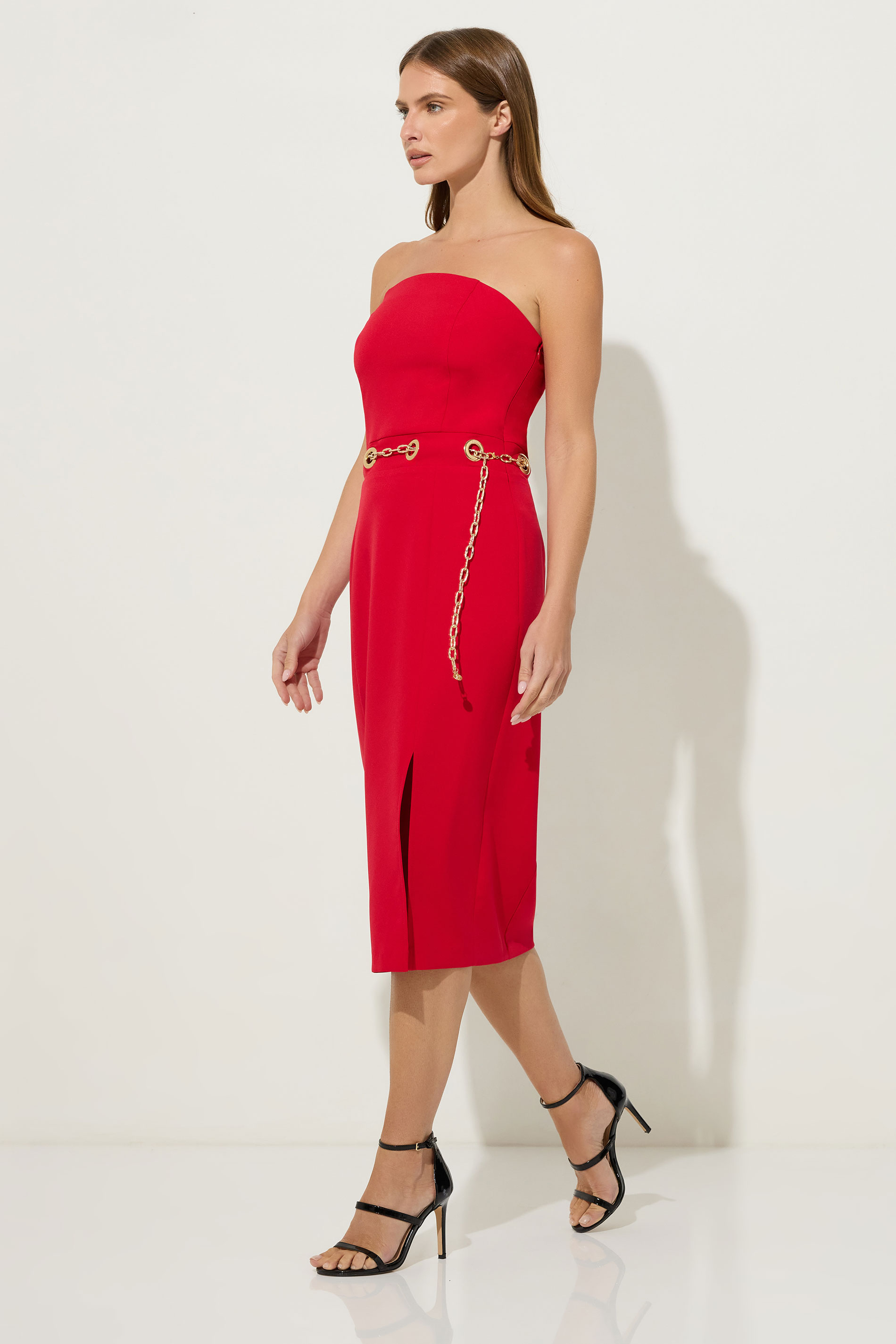 STAR Red Chain Bandeau Midi Dress | StarByJM 3