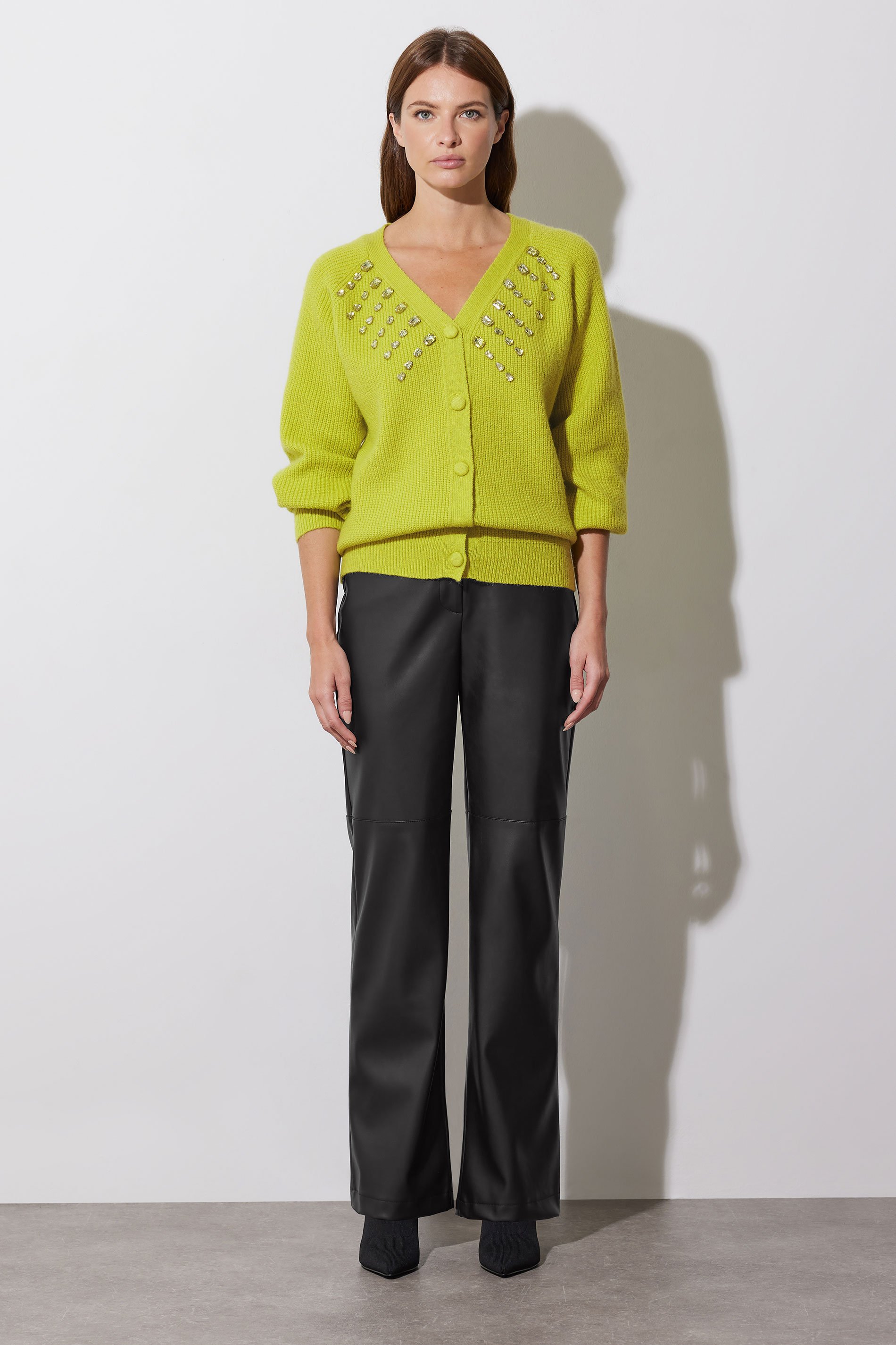 STAR Lime Green Gem Embellished Cardigan | StarByJM