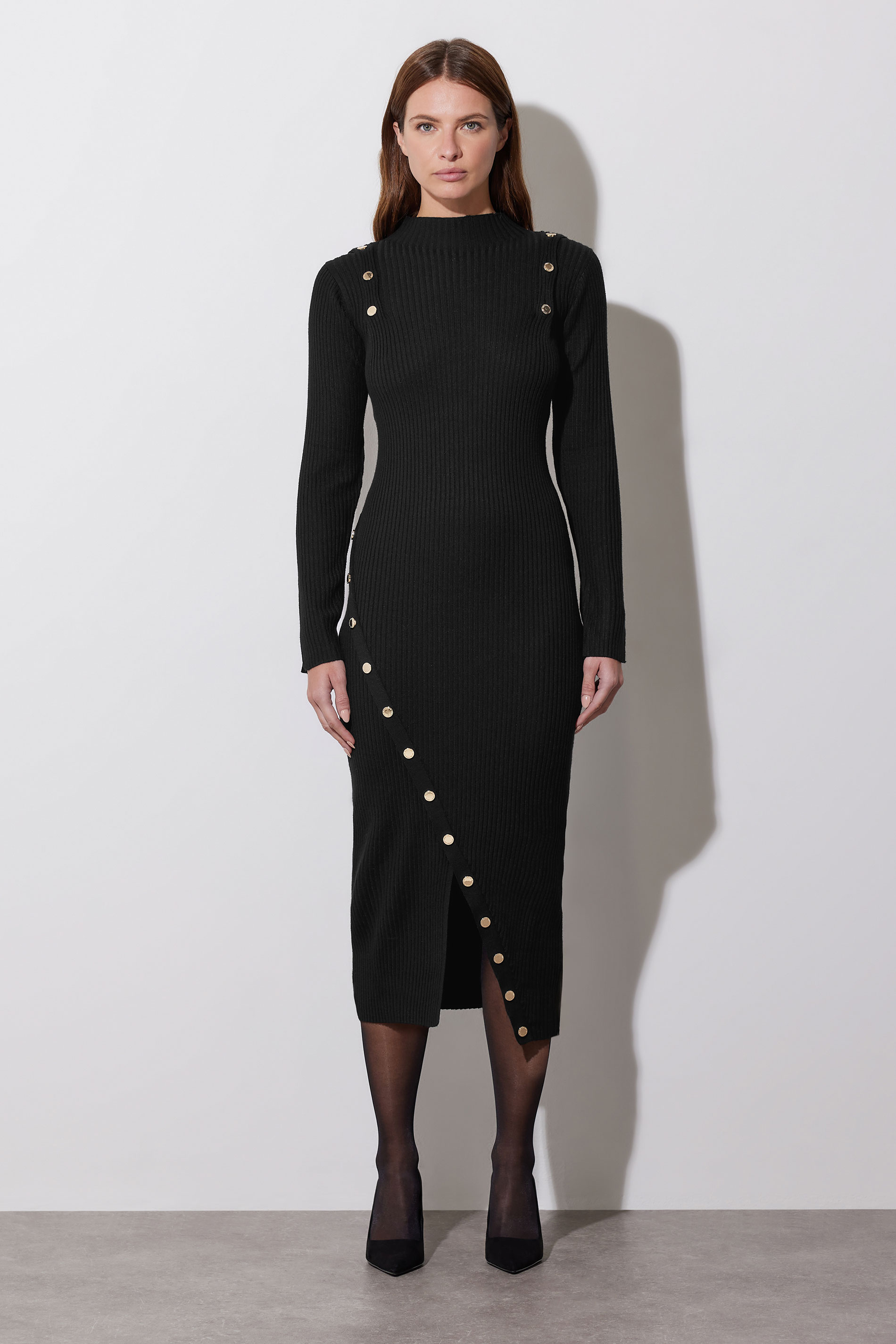 STAR Black Button Detail Knitted Dress | StarByJM 2