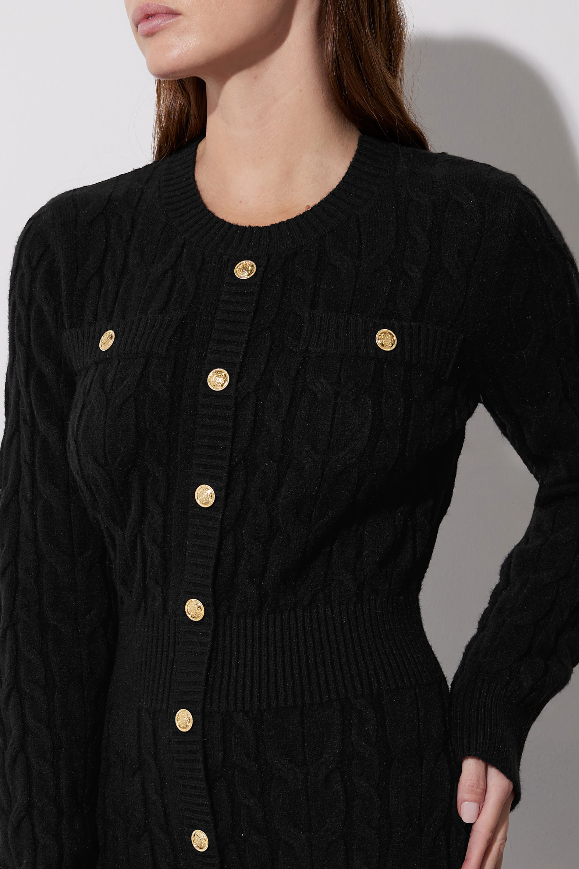 STAR Black Button Detail Cable Knit Dress | STAR x JM 5