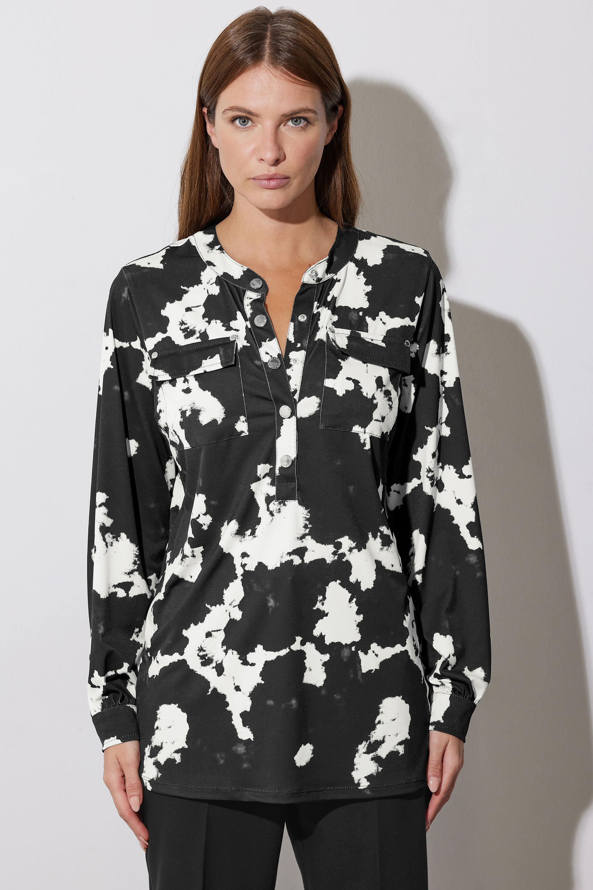 STAR Black Abstract Print Military Button Shirt | StarByJM 6